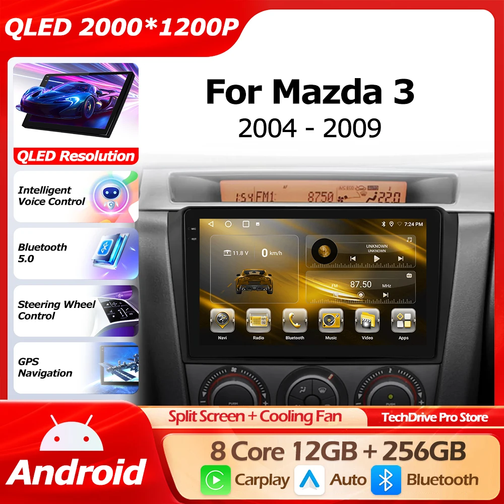 

Android 16 для Mazda 3 2004-2009, GPS-навигация, беспроводной CarPlay, автоматический интеллектуальный мультимедийный плеер, Bluetooth, Wi-Fi, 4G, DSP