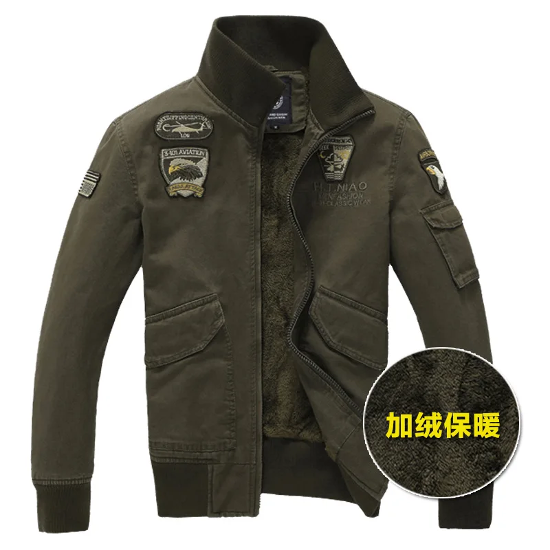 Men Air Force Jaquetas Military Style Multi Pockets Tooling Jackets Male Winter Bomber Jackets Quality Man Cotton Cargo Coats