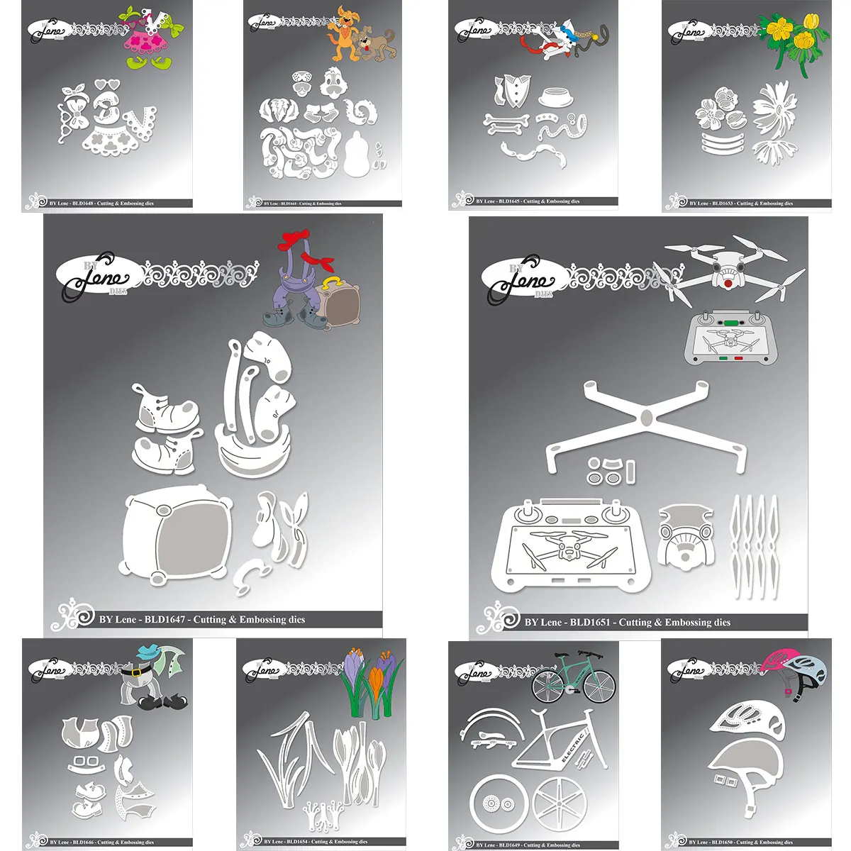 Carbon Steel Die Cuts, Cartoon Character/Drone/Bicycle/Flower Die for 3D Cardmaking & Scrapbooking Craft Metal Cutting Dies