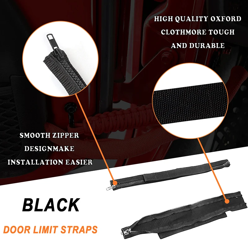 Rope Car Door Limit Restriction Strap With Wire Protecting Harness For Jeep Wrangler 2007-2017 JK TJ JL Car Interior Accessories