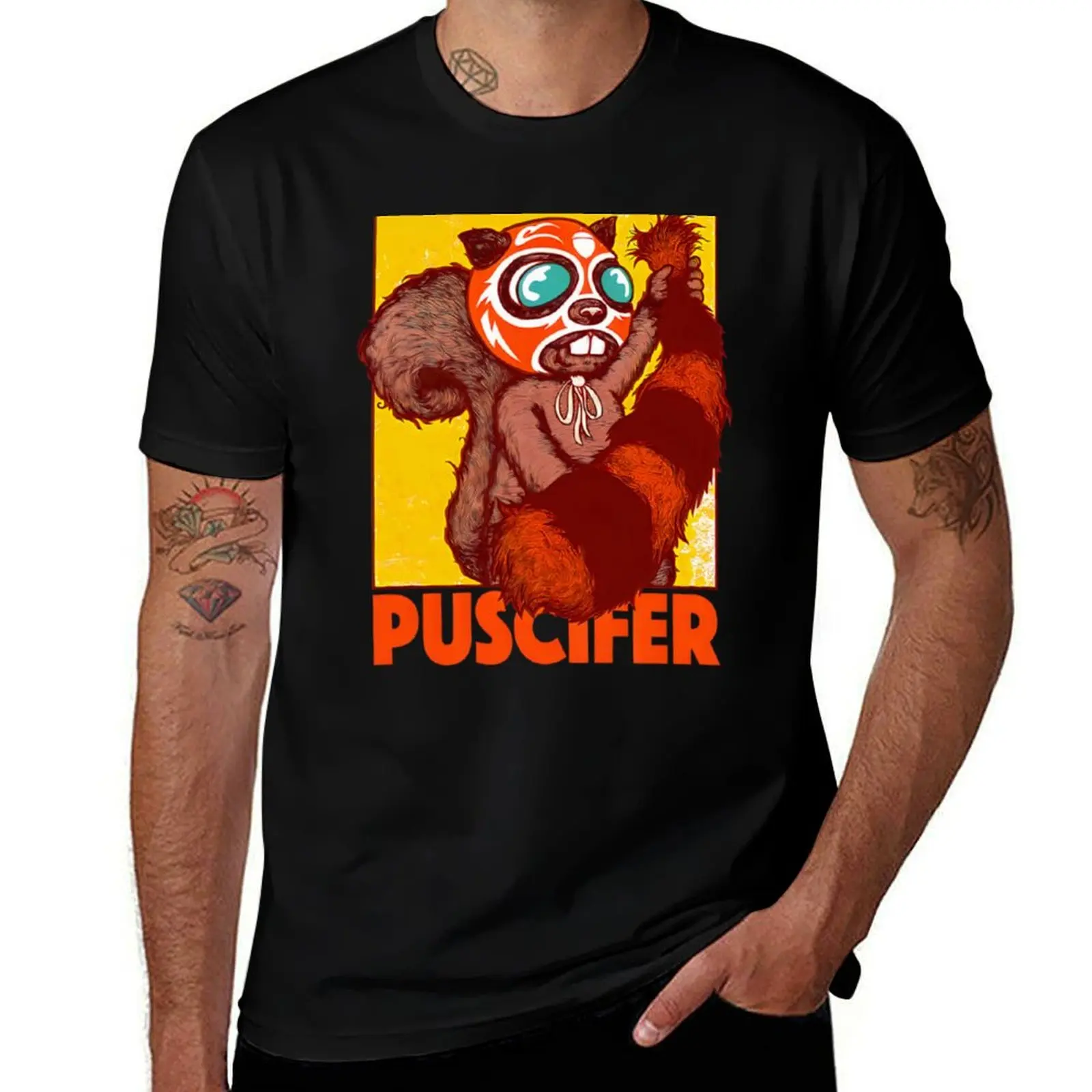 

Naughty Puscifer color painting T-Shirt black cotton t-shirt plain for man package printed t shirts for man T-Shirt