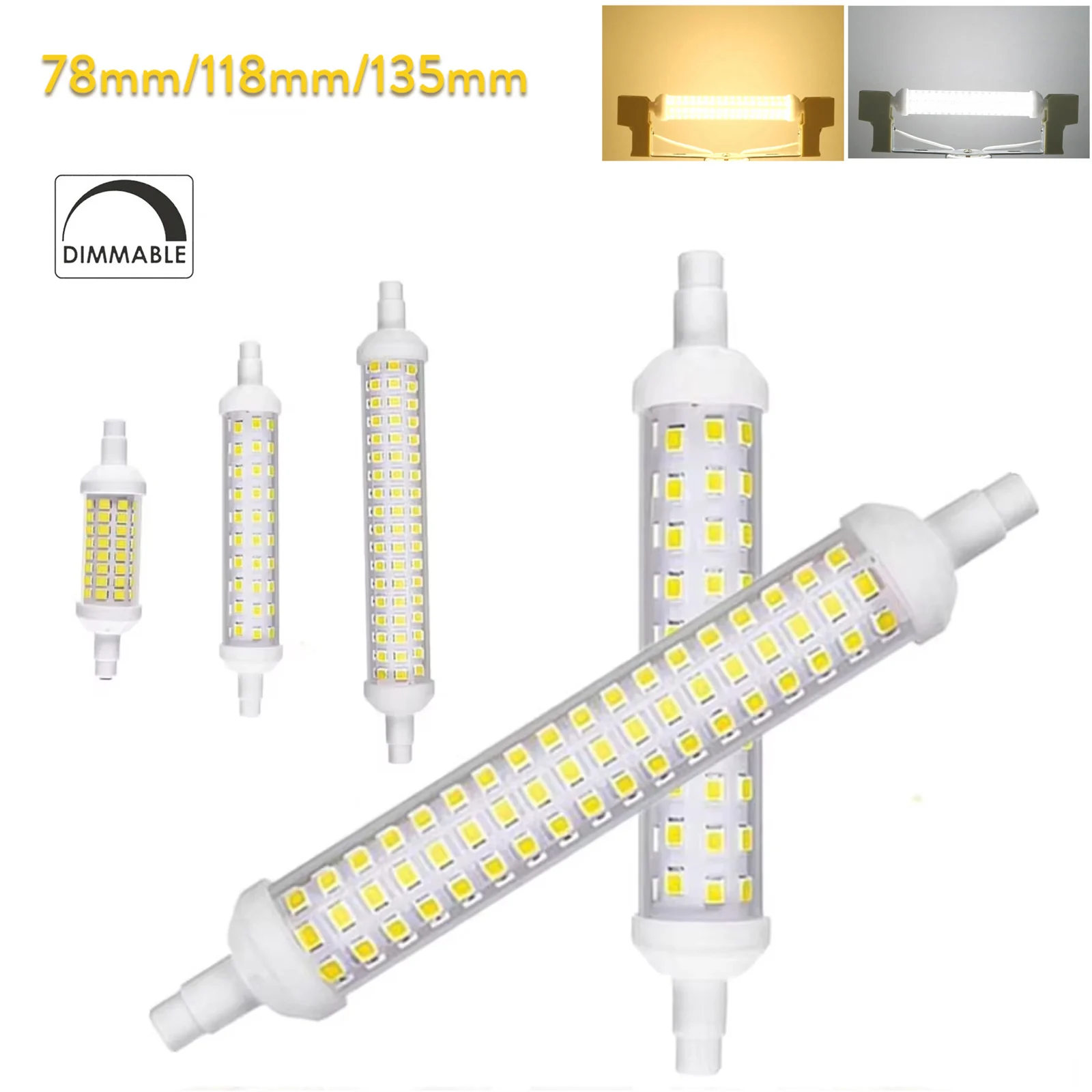 Bulbo ajustable r7s LED 20w tubo 220V 15w 10w 135mm color cálido de maíz 6500k bulbo halógeno cerámico cambio de decoración