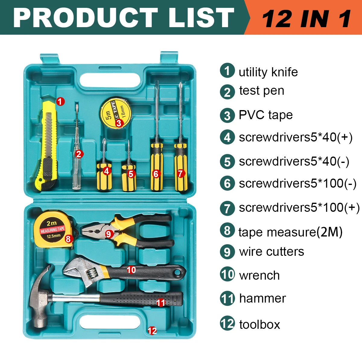 8/9/12/13Pcs Hand Werkzeug Sets Haushalt Hause Reparatur Werkzeug Set Schraubendreher Werkzeug Box Set schere Klaue Hammer Werkzeuge Für Den Heimgebrauch – Detail 7