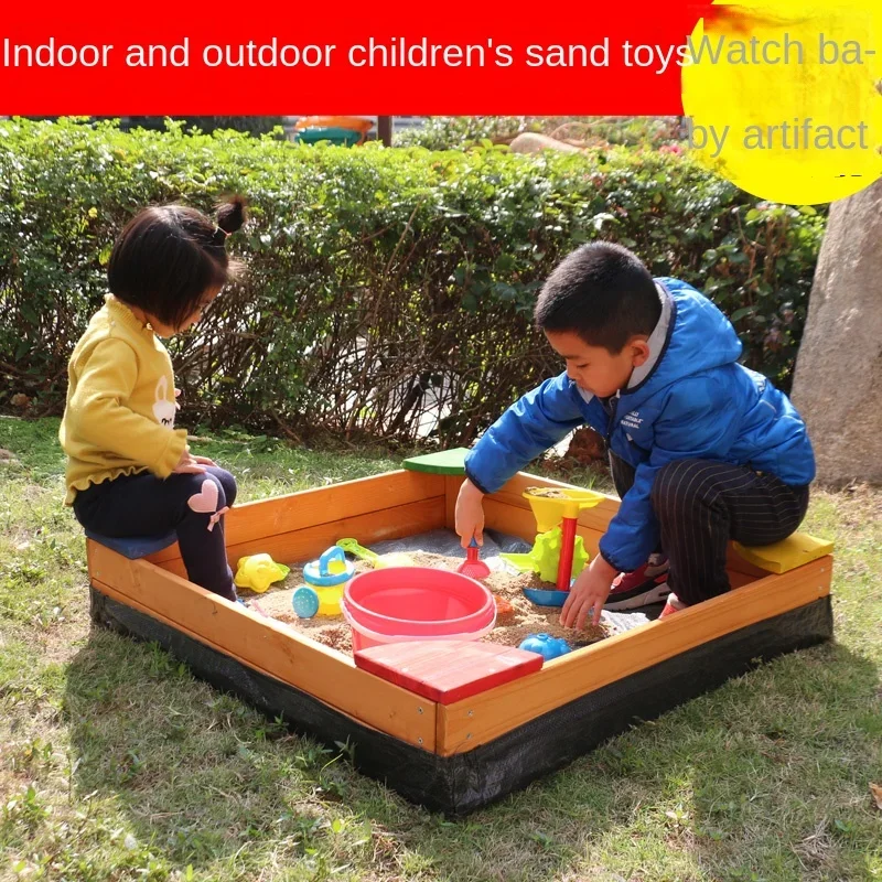 Children's Sand Pool Playing Sand Set Wooden Fence Amusement Park Kindergarten Outdoor Toys Baby Indoor Digging Sand Pool