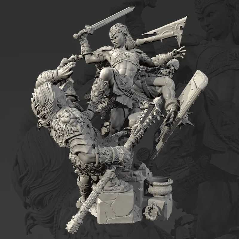 

75mm 90mm 115mm Fight With God Resin Model Figure Gk Micro Miniature 3d Printed White Model Toy Unassembled And Unpainted Kit