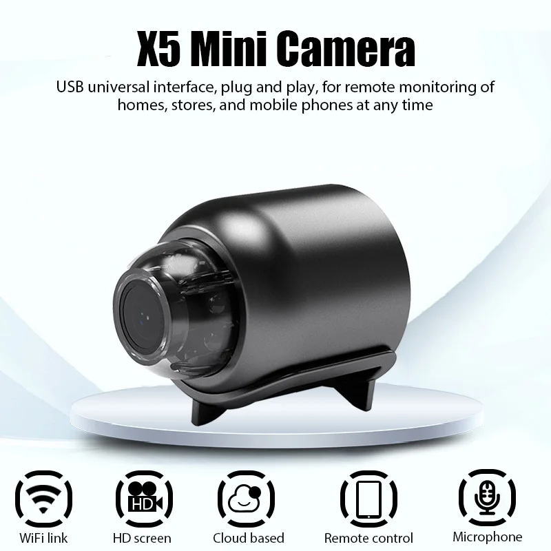 X5 Mini HD 1080P kamera WiFi bezpieczeństwo w domu noktowizor Monitor kamera z czujnikiem ruchu dla dziecka kamery IP ukryty