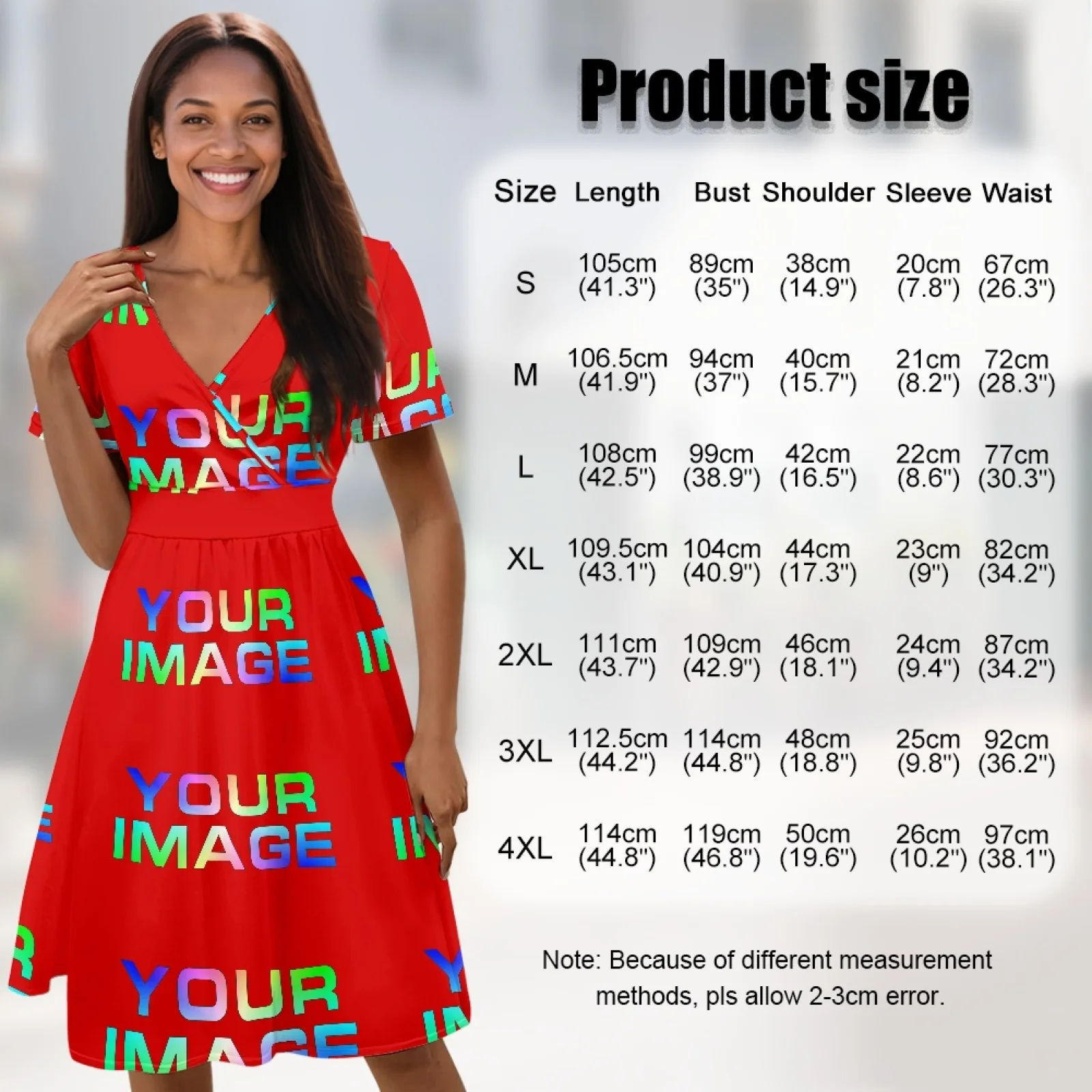 Women Summer Elastic Waist Short Sleeve Elegant Dress Casual Beach V Neck A-Line Mini Dresses Custom Dress Print On Demand view 2