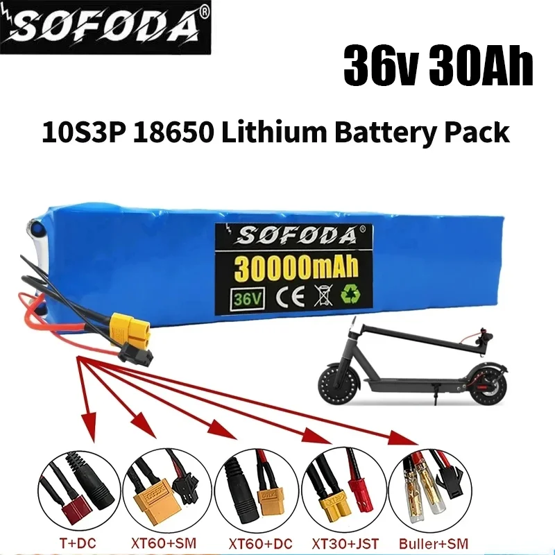 

New 10S3P 18650 36V 30Ah 750W High-Power BMS Rechargeable Lithium Battery, Suitable For Electric Bicycles And Scooters