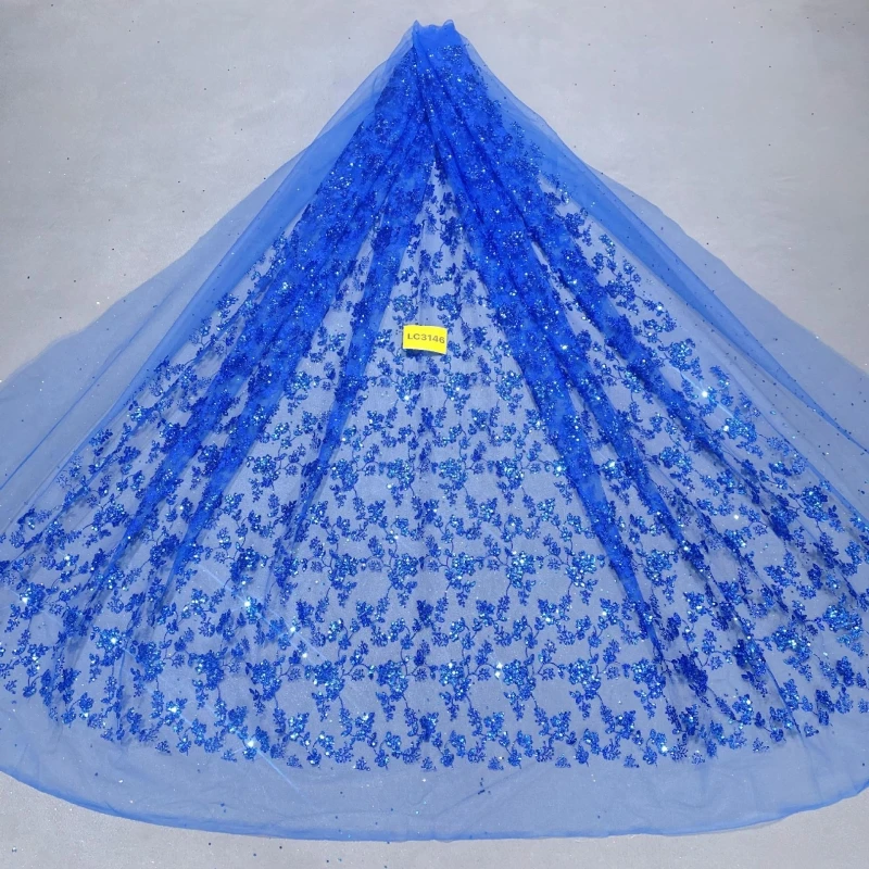 

10 Yards royal blue Patterned Wedding Dress Fabric Mesh Spray Lace 150cm Wedding Party Spray gold Tull fabric