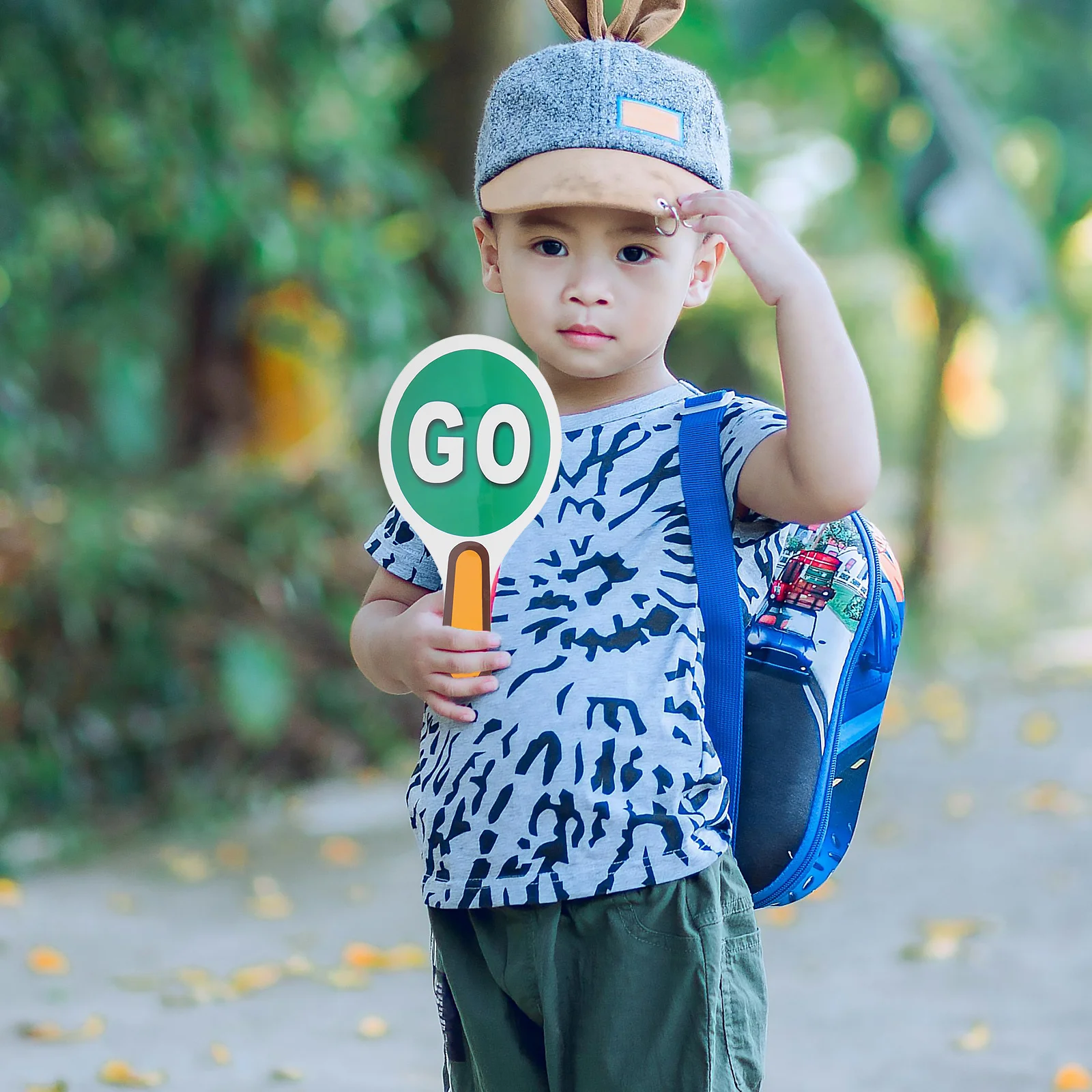 2pcs Handheld Stop Paddle Double-Sided Traffic Safety Sign Portable Waterproof Teaching Tool For Kids Red Green Light Signal