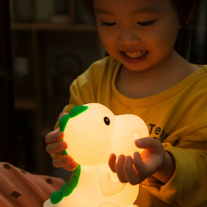 

Cartoon Silicone Night Lights LED Dinosaur Night Light USB Rechargeable Dimming Clapping Lamp Toy Decompression Children Gift