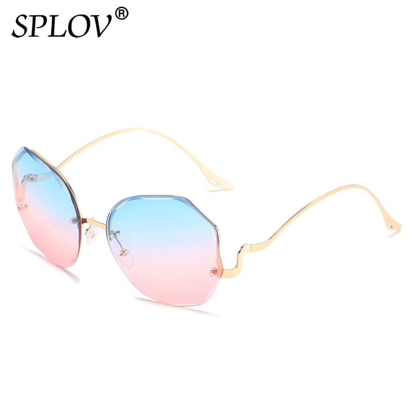 

Rimless Sunglasses Women Fashion Metal Frame Gradient Lens Sun Glasses Sexy Lady Blue Pink Eyewear Trendy Vintage Shades UV400