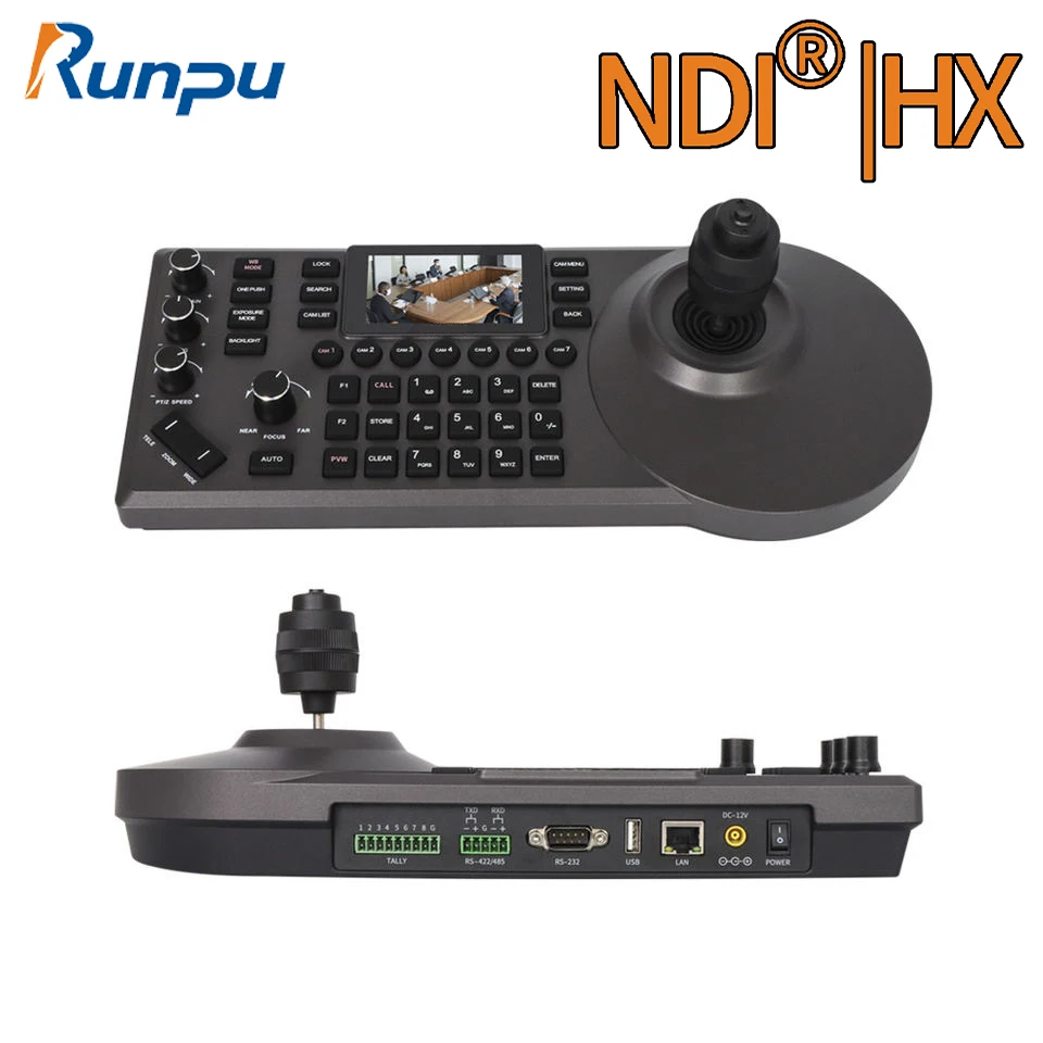 Kontroler joysticka kamery NDI PTZ POE 3 "przegląd LCD kontroler PTZ klawiatura z joystickiem 4D do transmisji kościelnych na żywo