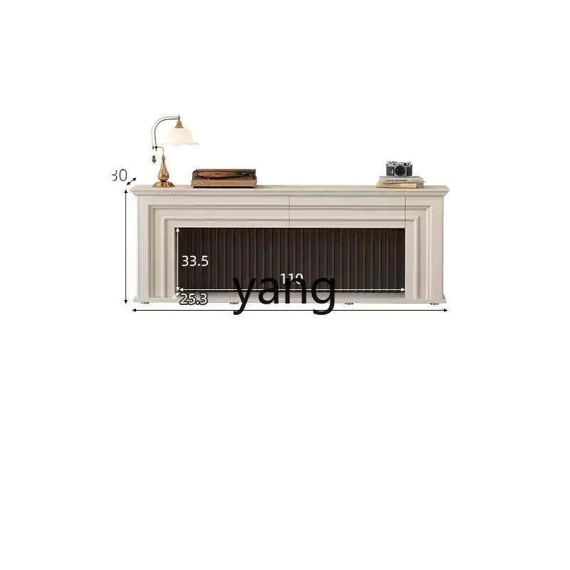 

YJQ retro fireplace TV cabinet high cabinet living room fireplace decoration ultra-thin cream wind floor