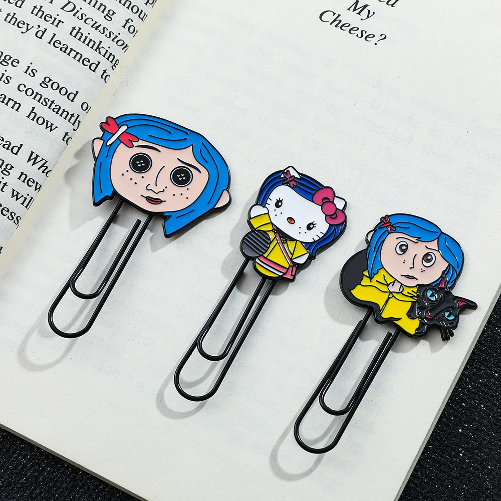 Coraline & the Secret Door Paperclips Hello Kitty Bookmarks Fan Gifts for Book Lovers Bookworms Collectible Girls Reading Marker