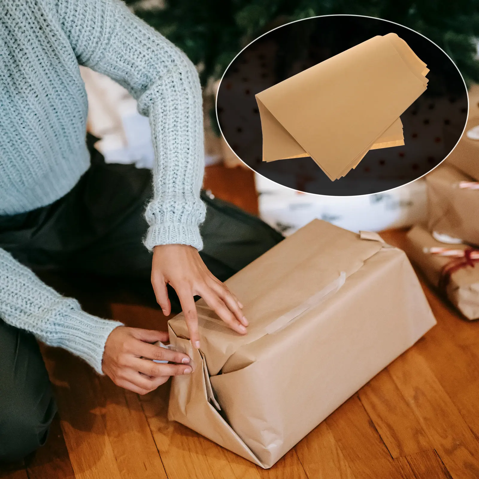 

100Pcs Brown Kraft Wrapping Paper Sheets Lightweight Gift Packaging Birthday Wrap Bulk Gift Box Wrap Book Wrapping Paper