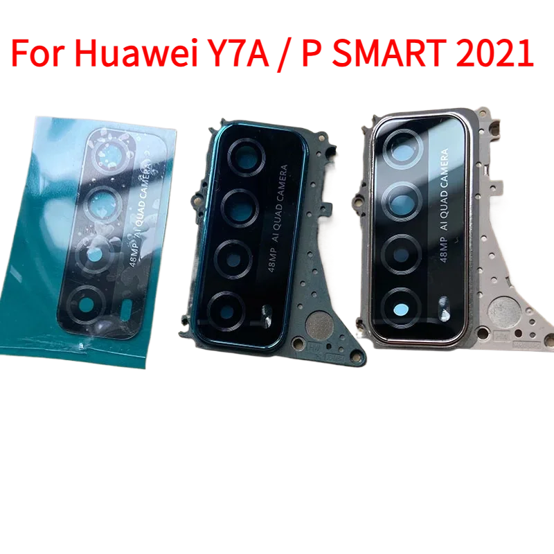 For Huawei Y7A / P SMART 2021 Back Camera Glass Lens Rear Camera Glass With Frame Adhesive Sticker Glue