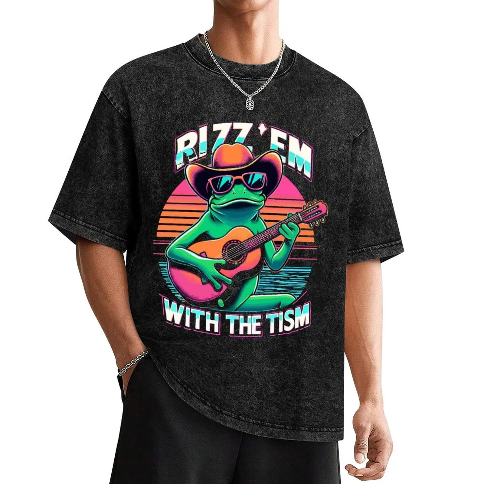 

Rizz'em with Tism Funny Frog T-Shirt blue archive vintage clothes cheap stuff mens graphic t-shirts anime