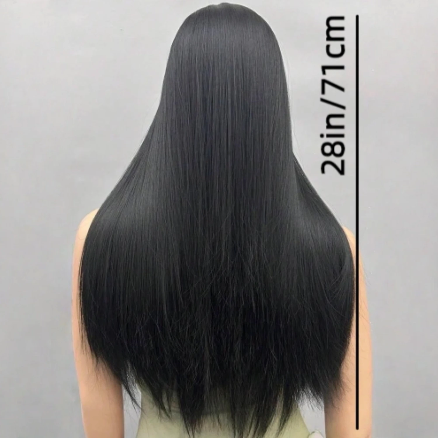 Heat-Resistant Synthetic Wig 28-Inch Long Straight Wig with Bangs, Featuring Natural, Realistic and Soft Hair Quality