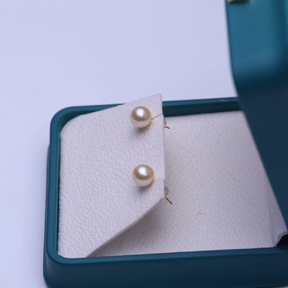 

Classic earrings AAAA7-8mm natural South Sea gold pearl earrings 18K/AU750 gold
