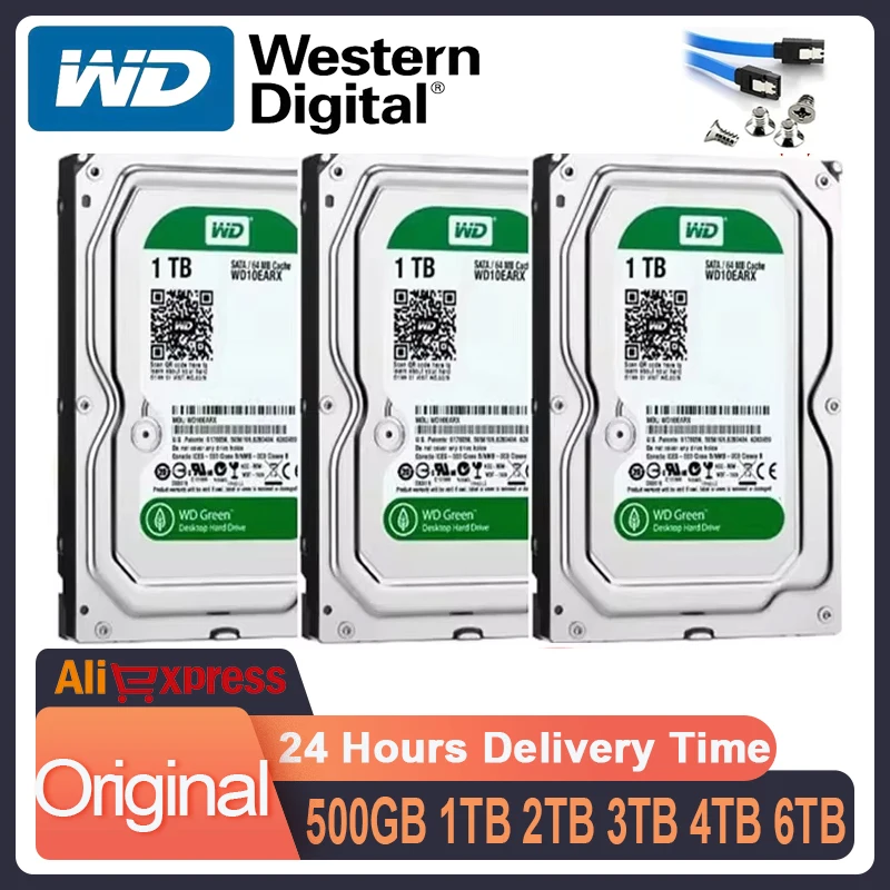 Внутренний жесткий диск Western Digital Green 500 ГБ 1 ТБ 3 ТБ 4 ТБ 6 ТБ с кэшами IntelliPower SATAIII 64 МБ 5400 об/мин для ...