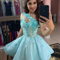 ANGELSBRIDEP Turquoise Homecoming Dresses Beaded Appliques Short Lace A Line Formal Prom Mini Party Graudation Cocktail Gown NEW