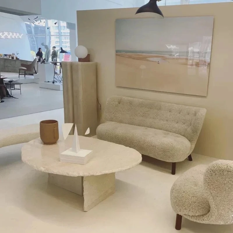 TuyaA15 Italian Natural Travertine Coffee Table Wabi Sand Wind Simple Modern Simple Light Luxury Living Room Marble Creative Des