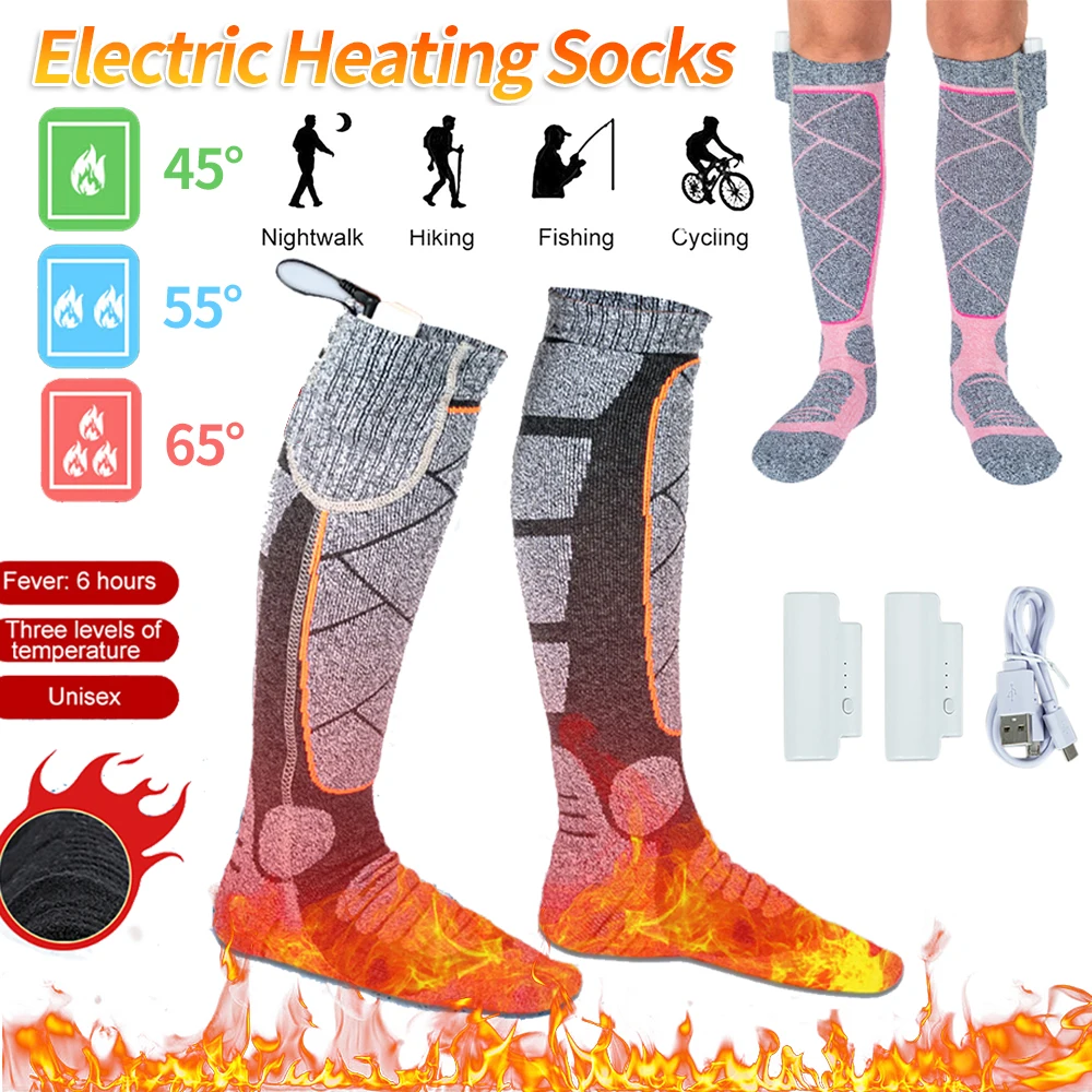 Unisex Heated Socks With USB Thermal Insulated Socks Winter Electric Heating Socks Outdoor Spots Heated Boot Camping Skiing Sock