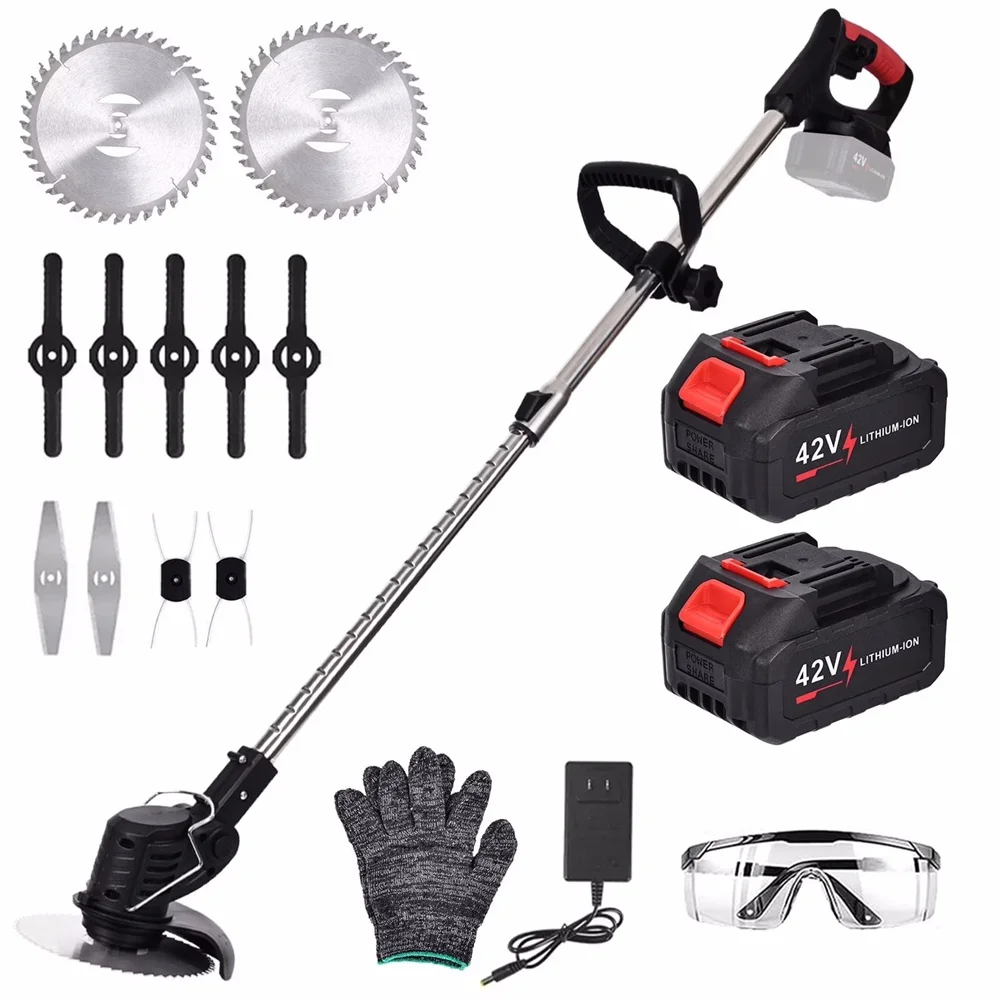 

Cordless String Trimmer Grass Trimmer with 3 Types Blades 15Ah Battery Powered Weed Trimmer Lawn Edger Brush Cutter for Garden