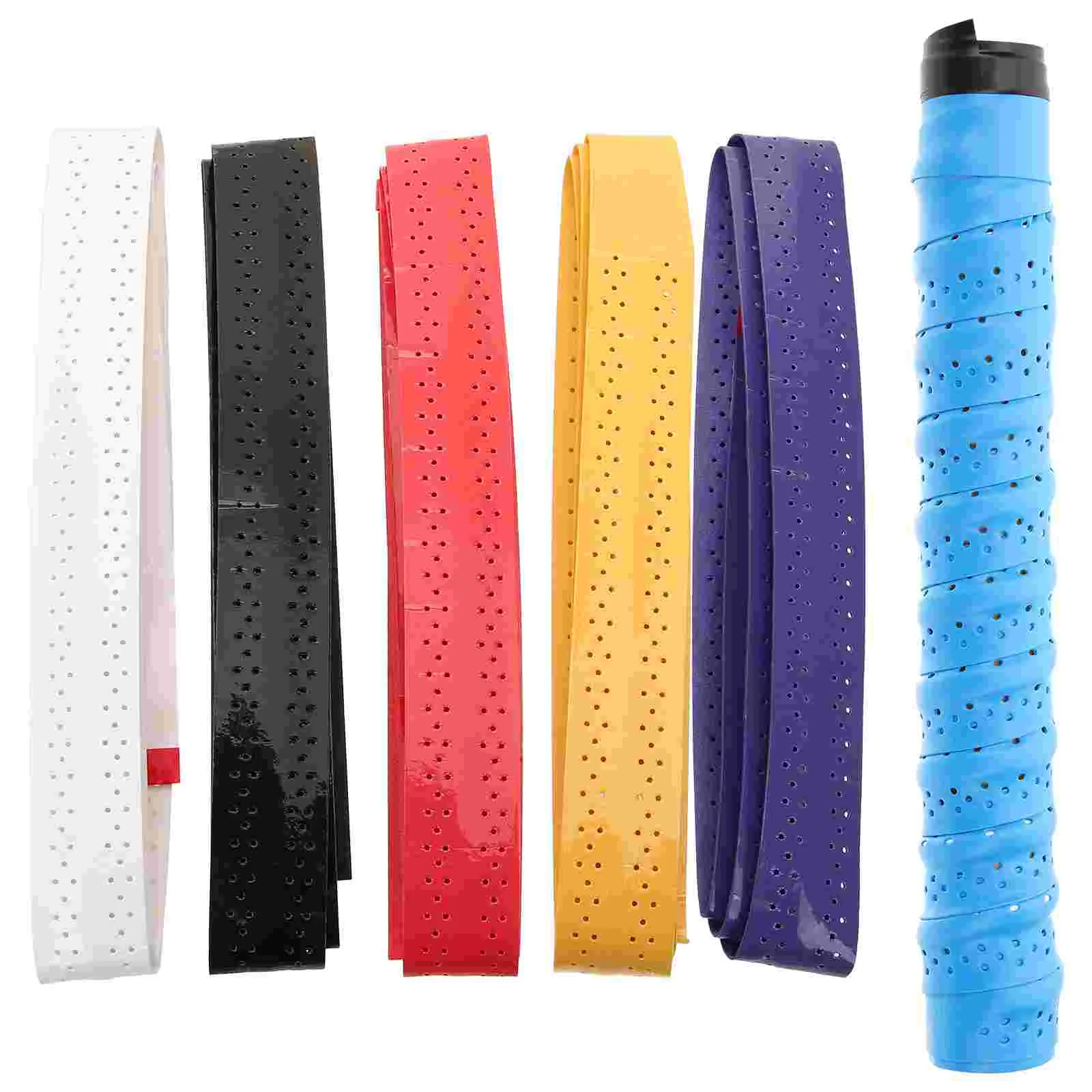 6 Pcs Punch Hole Tennis Racket Sweatband Staff Racquet Overgrip Tape for Handles Overgrips