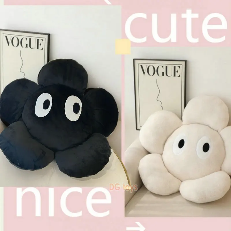 

60cm Cartoon Kawaii Big Eyes Sunflower Cushion Pillow Black Flower Soft Chair Cushion Sofa Bedside Pillow Room Home Decor