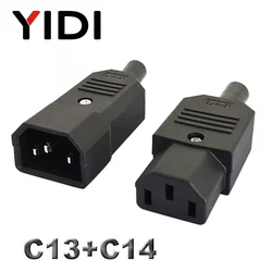 10A 250V IEC Straight Cable Plug Connector C13 C14 Female Male Plug Rewirable Power Connector 3 Pin AC Socket Industrial Plug