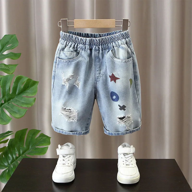 

Boys Shorts Kids Denim Shorts Girls Ripped Jeans Children Summer Beach Loose Shorts Casual Pants Cotton Comfortable 2-10Yrs Hot