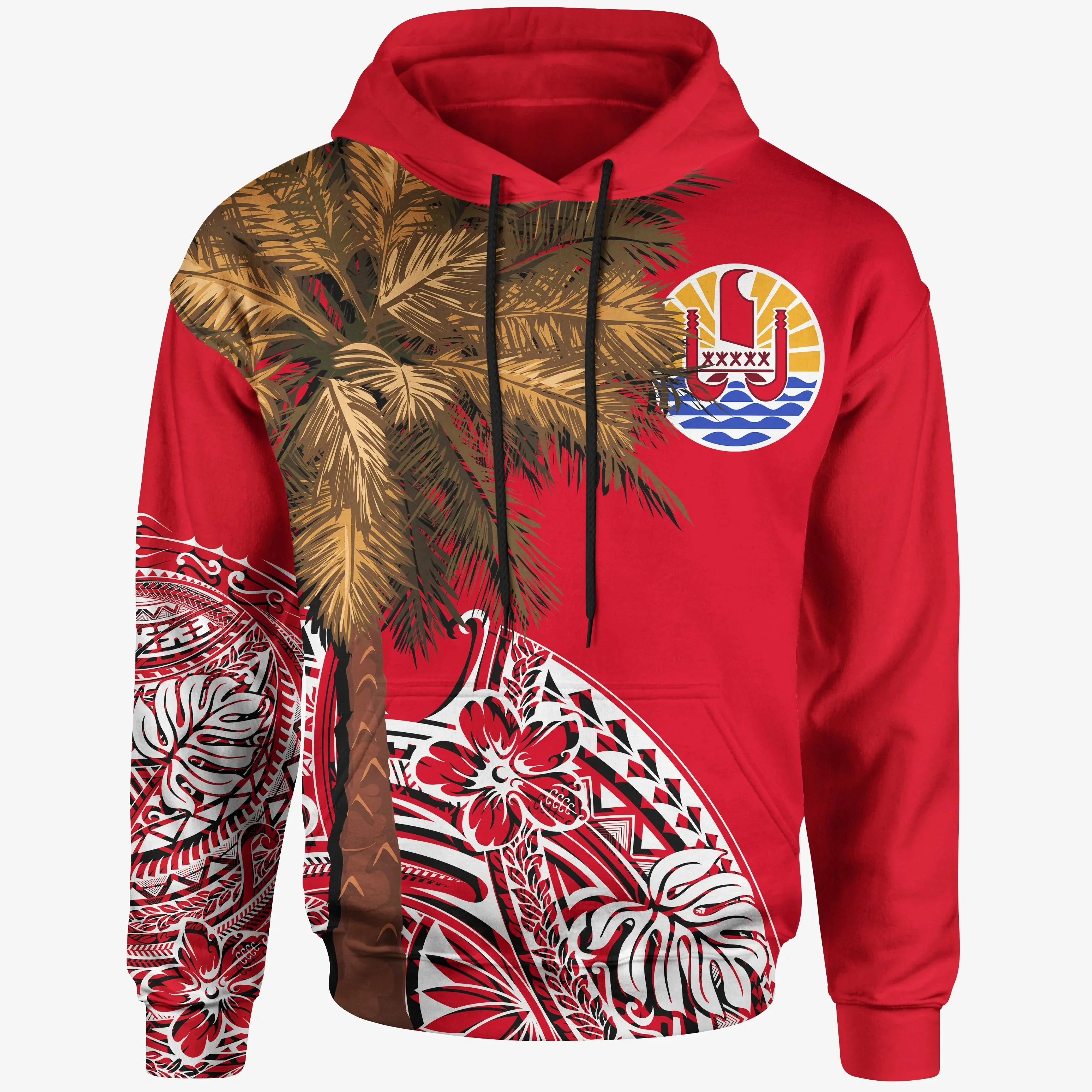

PLstar Cosmos Palm Tree Polynesian Pattern Red 3D Printed Men's Hoodie Unisex Casual jacket Pullover sudadera hombre ADW820