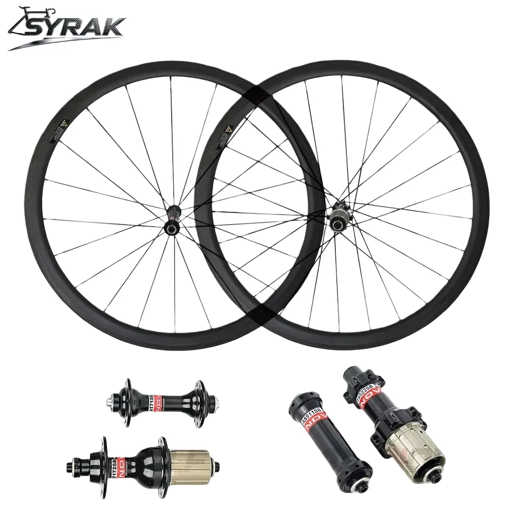 

SYRAK Road Bike Carbon Wheelsets Rim Brake Novatec 271/372 Bicycle Rimset 25mm Width 50/55/60mm Depth