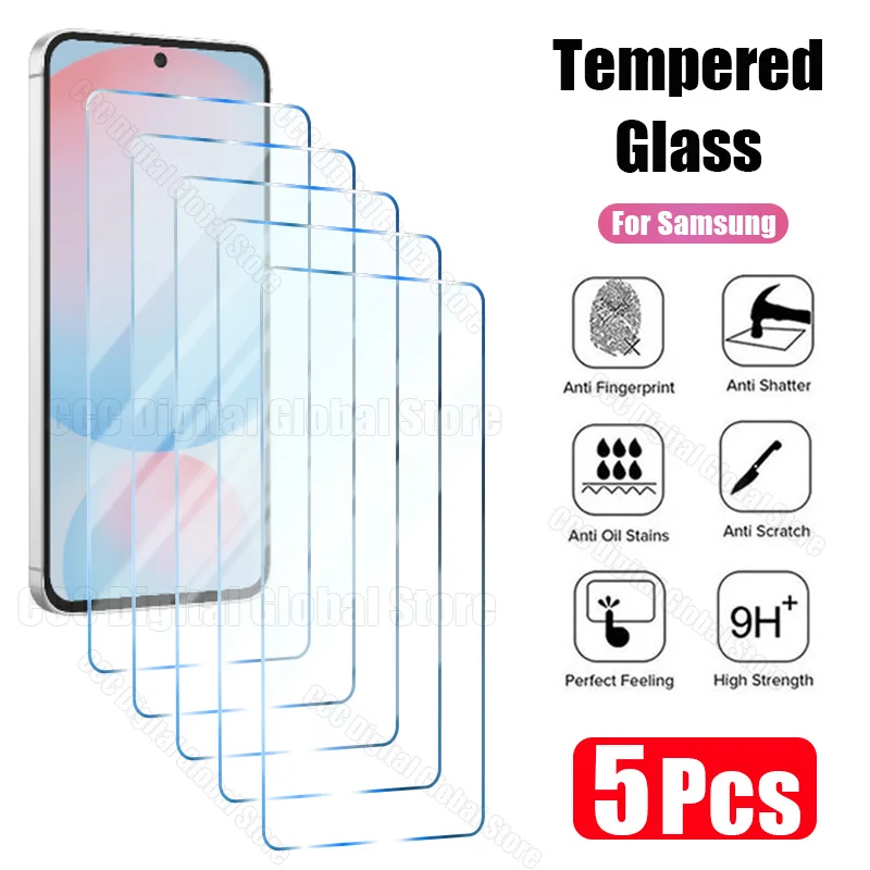 5PCS Protective Glass for Samsung Galaxy A55 A15 A35 A54 A32 A34 A25 A14 A24 A13 A12 A22 A23 A33 A53 A73 A52S 5G Tempered Glass