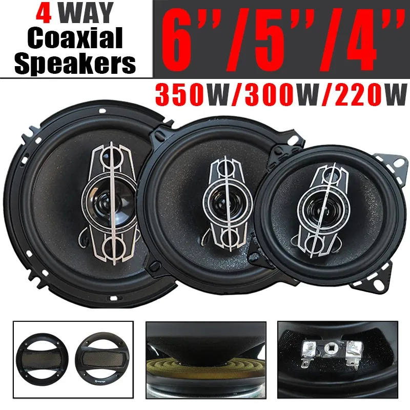 1 쌍 4/5/6 인치 4 방향 220W/300W/350W 범용 자동차 HiFi 동축 스피커 자동 음악 스테레오 자동차 도어 전체 범위 스피커 우퍼