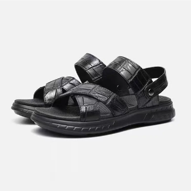 2025 new arrival Summer Crocodile skin causal shoes men,male Genuine leather Beach sandal pdd651