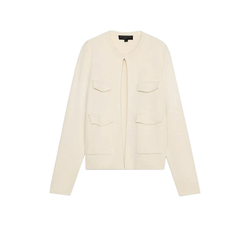 

Spring New Arrival Women's Knitted Casual Long Sve round Ne Outerwear kets Design Commute Sle Polyester Fiber