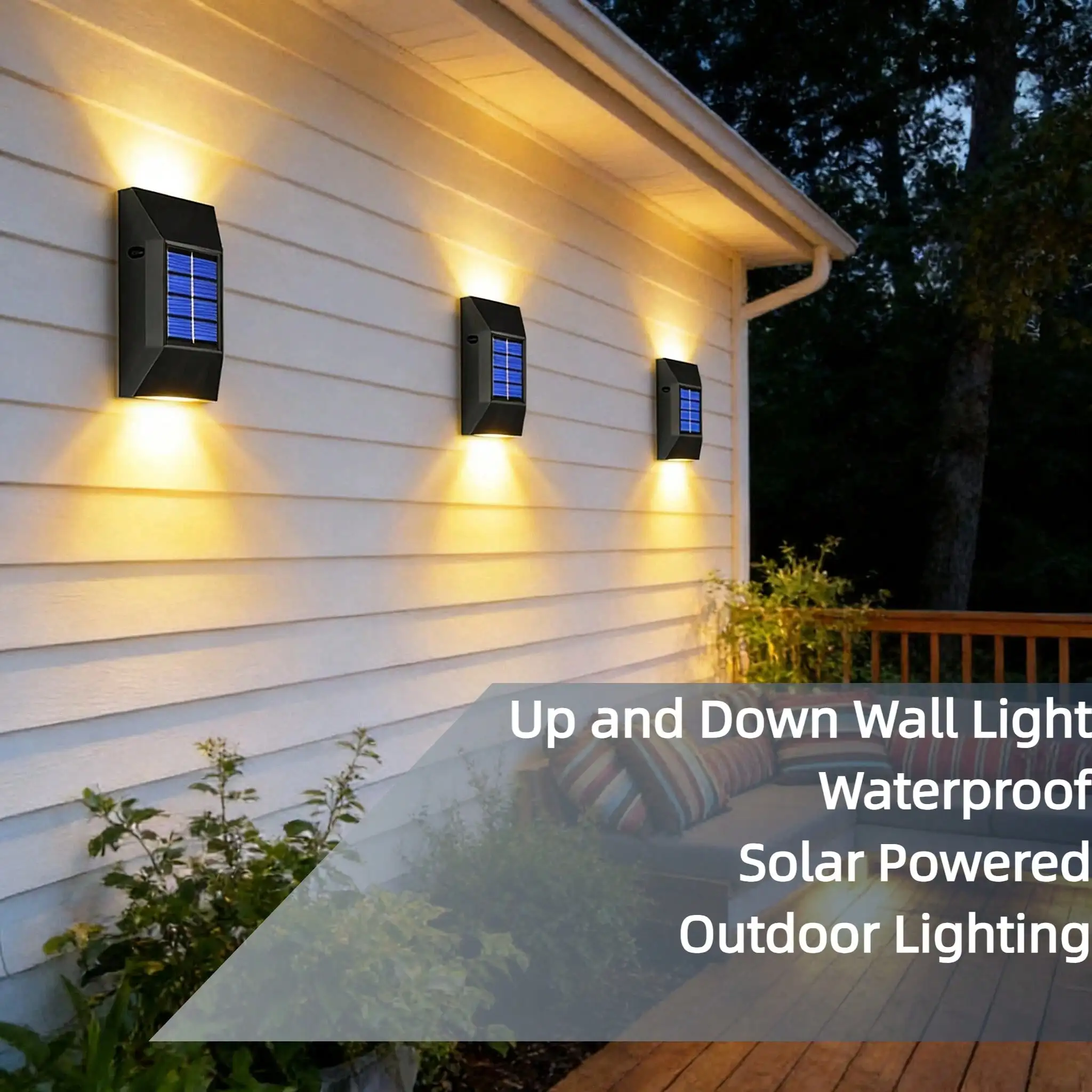 

2 Pack Solar Powered LED Step Lights, Waterproof Outdoor Deck Lights, Wireless Wall Mount Fence Lights For Patio Yard Stairs, Auto On/Off Dusk To Dawn Garden Lighting Decor