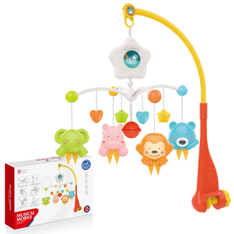 ベビーベッドモバイルガラガラおもちゃ 0-12 ヶ月幼児回転ミュージカルプロジェクターナイトライトベッドベル教育新生児ギフト