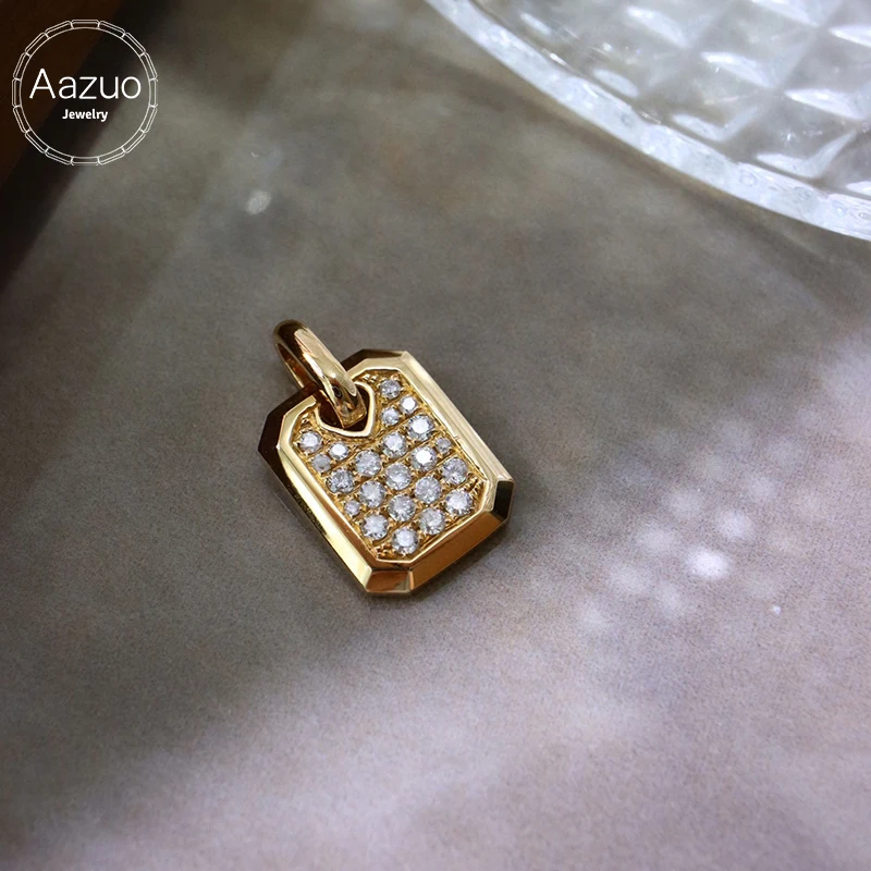 

Aazuo Fine Jewelry 100% 18K Solid Yellow Gold Real Natrual Diamonds Classic Square Card Necklace gifted for Women Party Au750