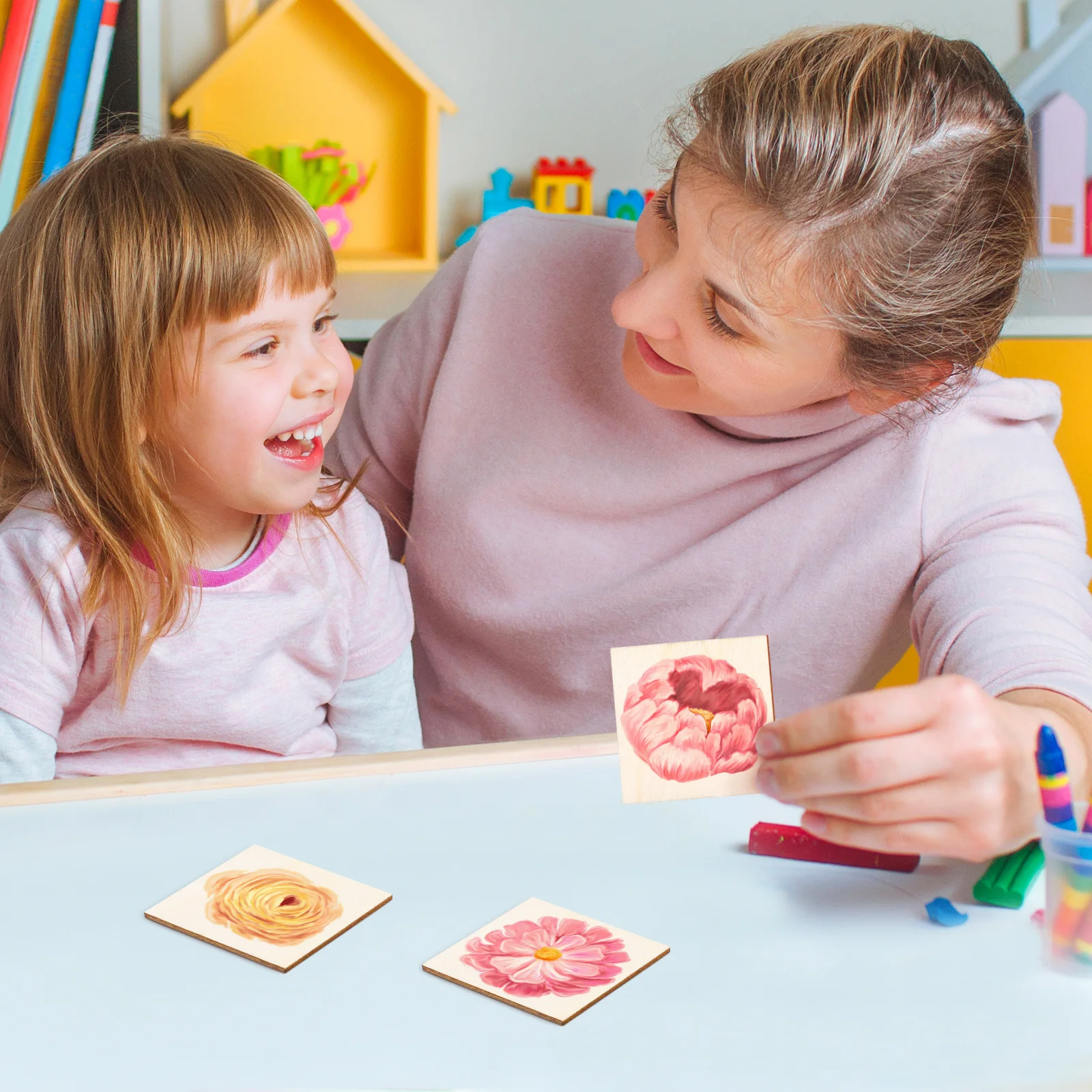 

50Pcs Unfinished Wooden Square Star Slices Blank Wood Pieces DIY Craft Supplies for Painting Staining Wedding Ornaments