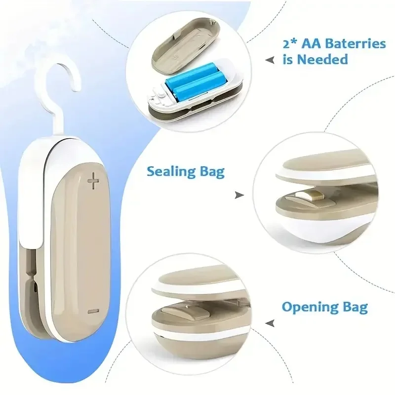 Hand Press Sealing Clip Mini Heat Sealing Machine 1 Pack, Portable Kitchen Accessory For Snacks Fruit Food Fresh-Keeping view 5