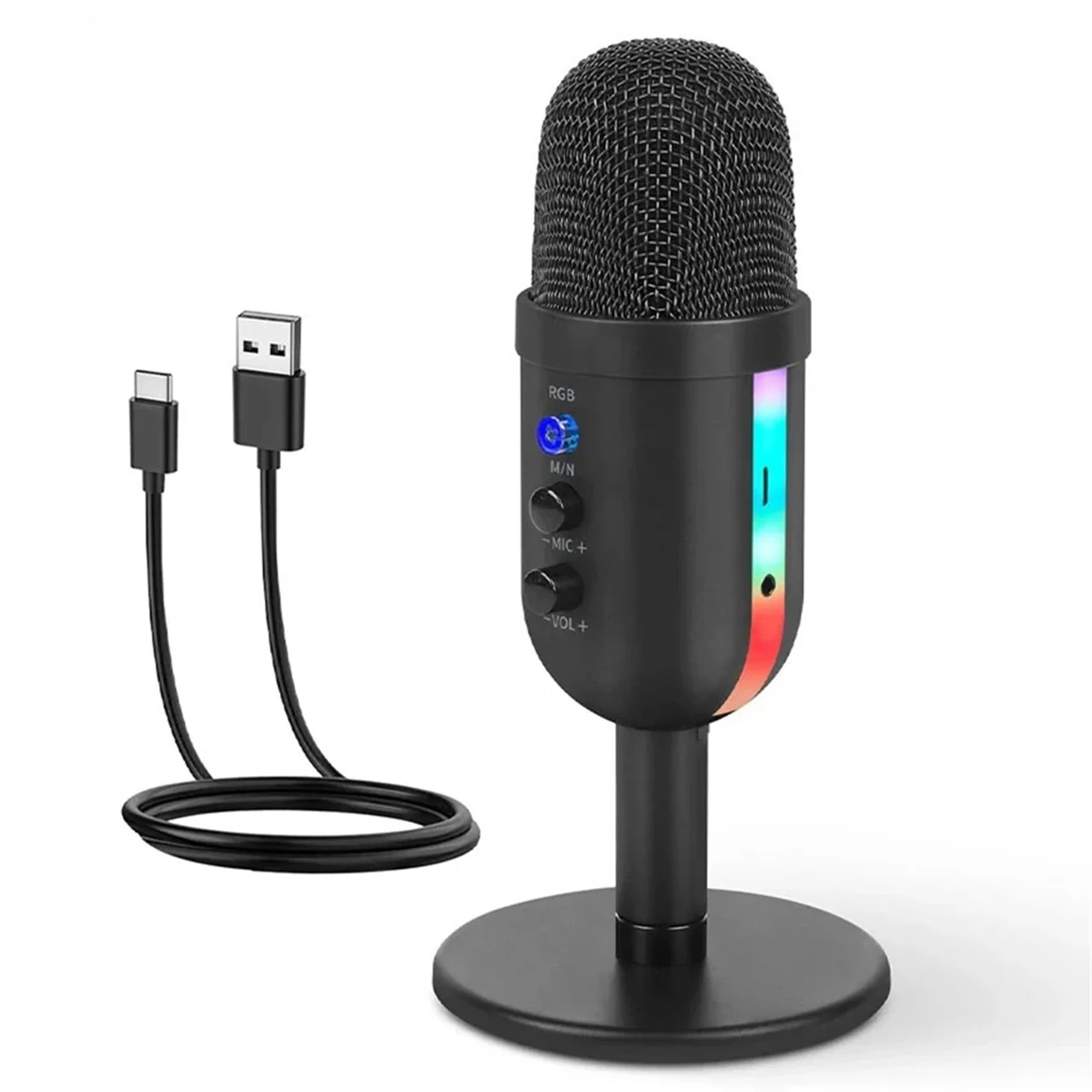 Mikrofon do gier RGB do nagrywania komputera PC Mikrofon pojemnościowy USB Podcasters Be Influencers Mikrofon studyjny dla graczy