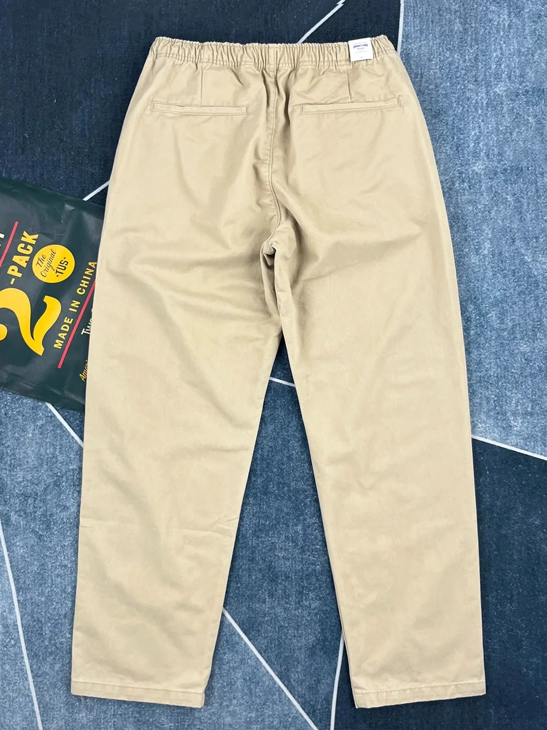 

Fall Thi Cotton Elastic Waist Straight Leg Men's Casual Pants American Retro Khaki Trendy Japanese Sle Pure Color