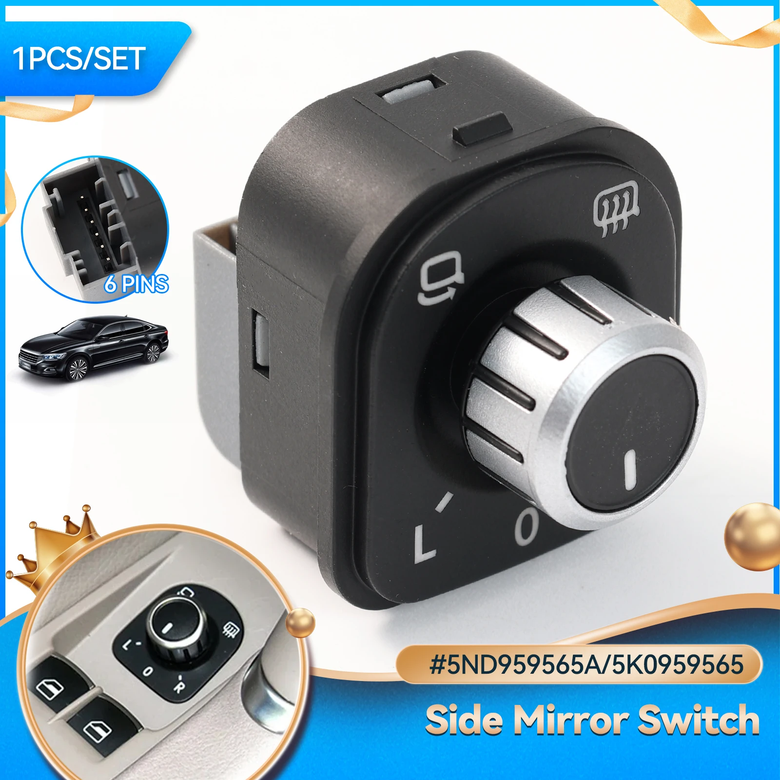 

5ND959565A Car Mirror Control Switch Button Adjust Knob For Volkswagen VW Jetta Golf Mk5 6 Tiguan CC Passat 5ND959565F 5ND959565