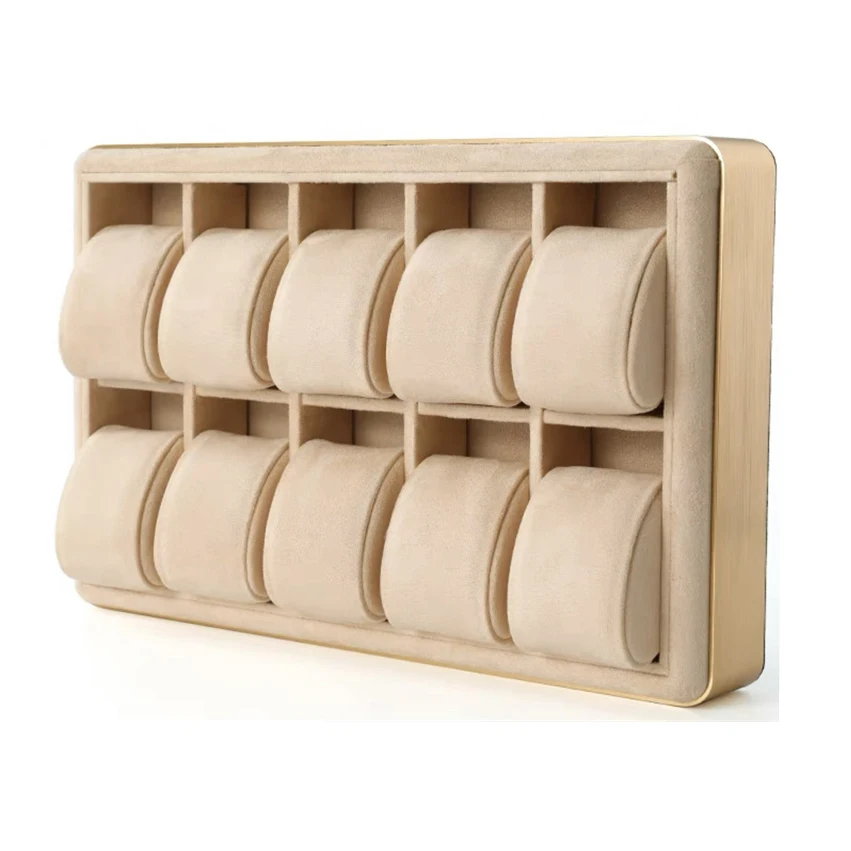 10 Grids Watch Storage Box Metal Round Edge Jewelry Organizer Tray Men's and Women's Wrist Watch Display Prop