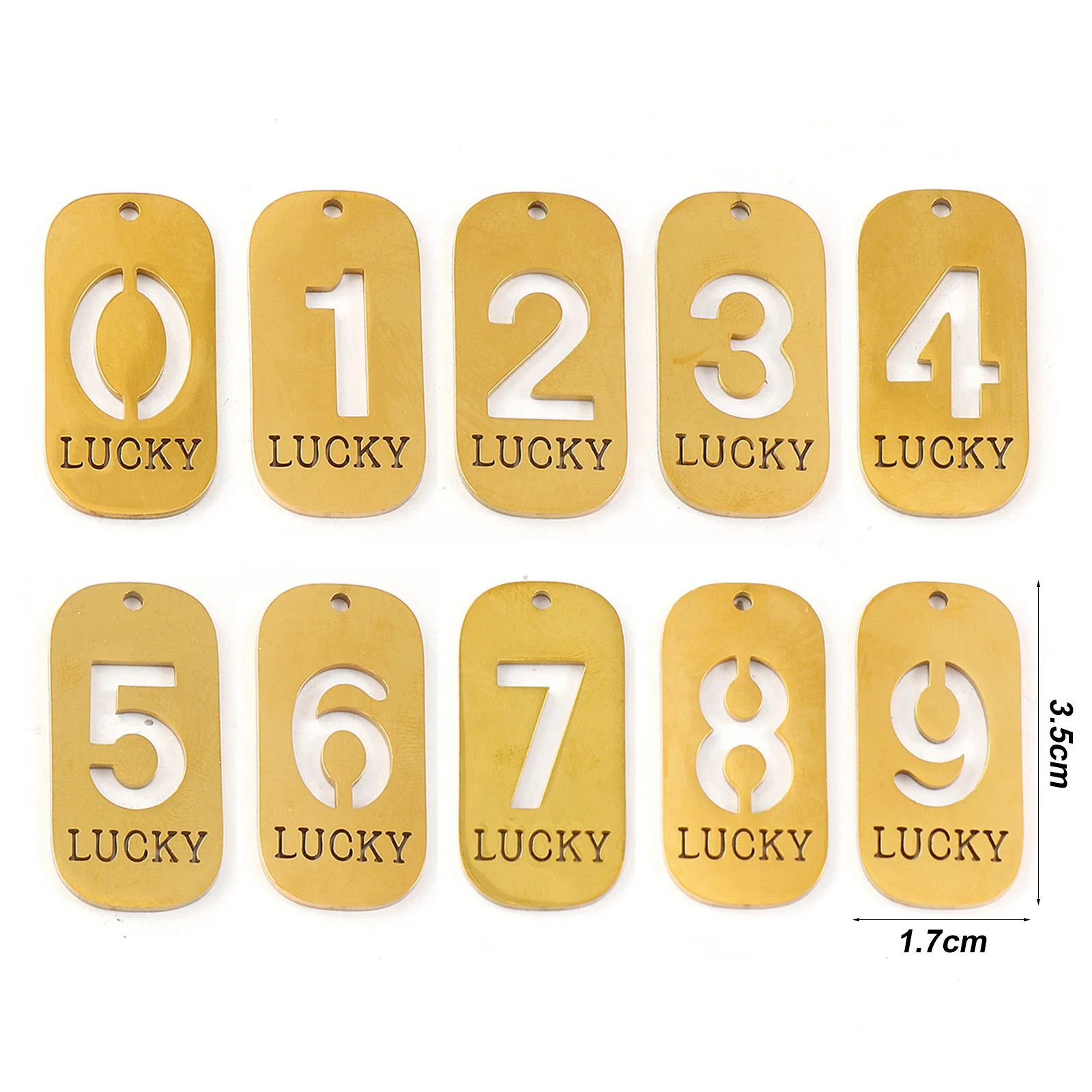 2 قطعة 304 المعلقات الفولاذ المقاوم للصدأ 18K مطلية بالذهب مستطيل عدد رسالة "0-9" مرآة تلميع المعلقات DIY 3.5 سنتيمتر x 1.7 سنتيمتر