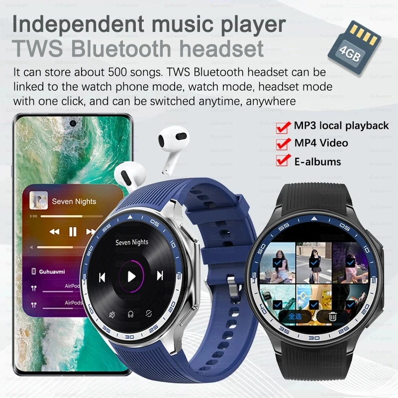 2024 New For Huawei iOS X Sports Health Smart Watch Men 4GB Memory Music Video playback Clock AI Voice Bluetooth Call Smartwatch